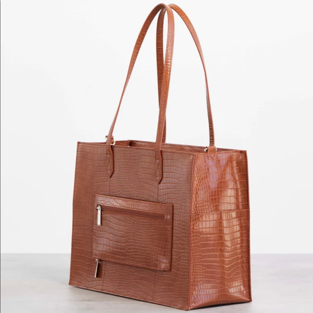 BÉIS Mini Work Tote in Cognac Croc